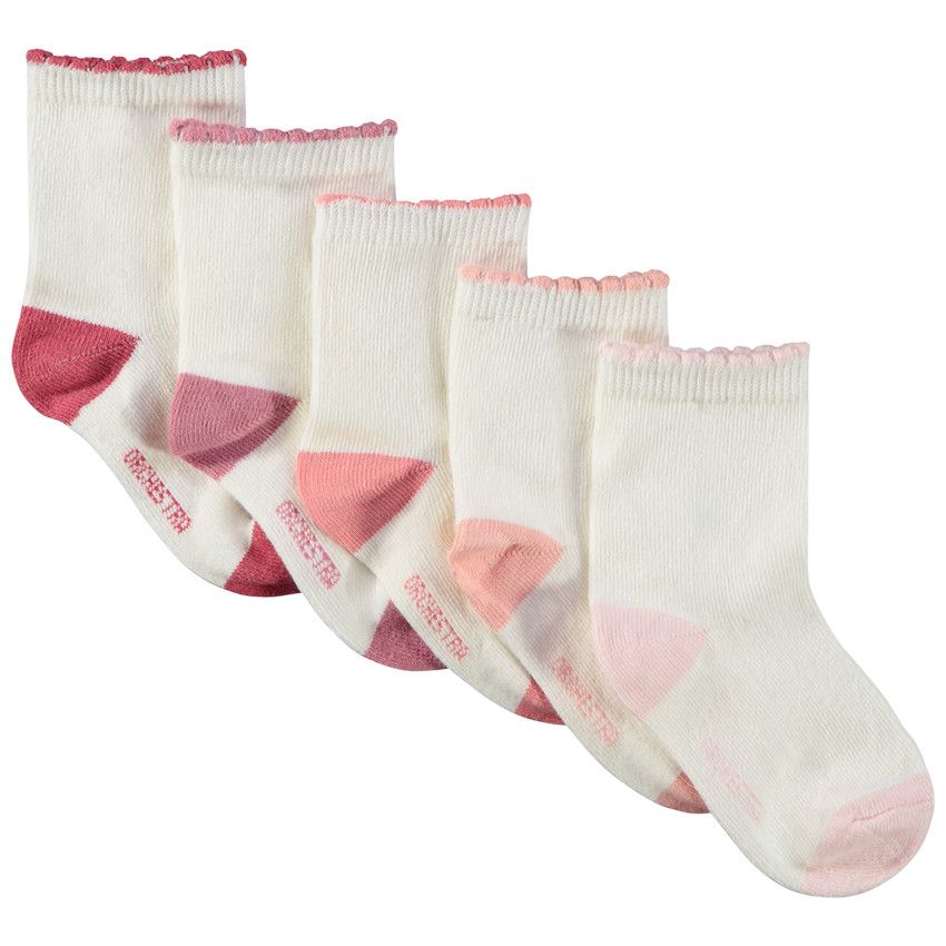 Lot de 5 paires de chaussettes fantaisie pour bébé fille - Ecru