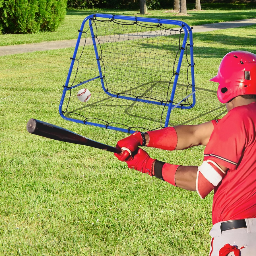 HOMCOM Baseball Rebounder faltbar blau