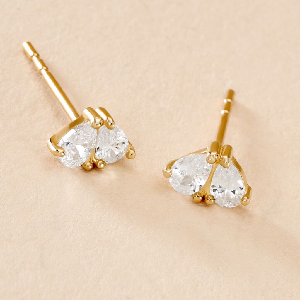 Boucles D'oreilles Puces Amanda Or Jaune Oxyde De Zirconium