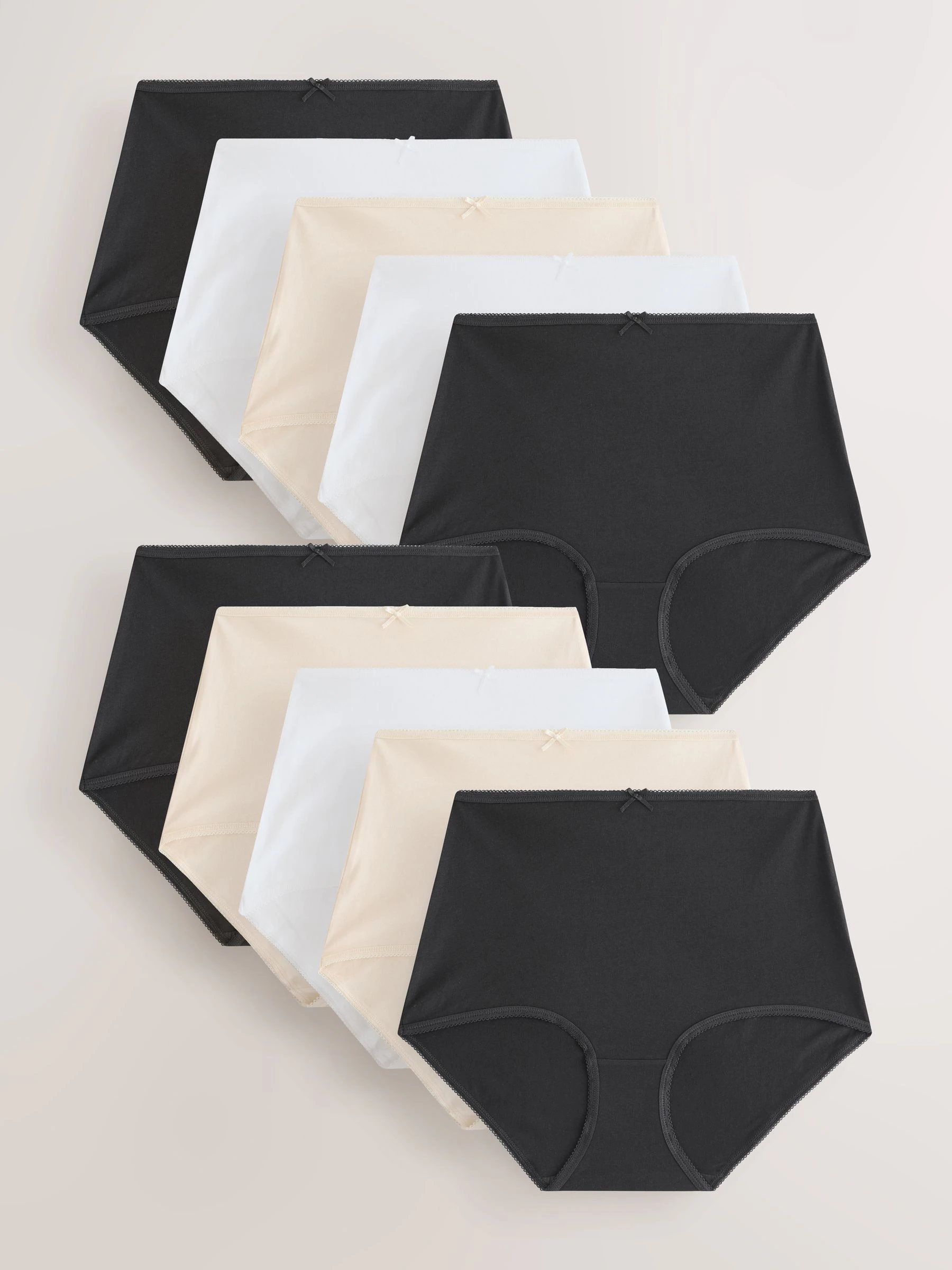 Zwart/wit/pastelroze huidskleur - Full Briefs Cotton Knickers 10 Pack