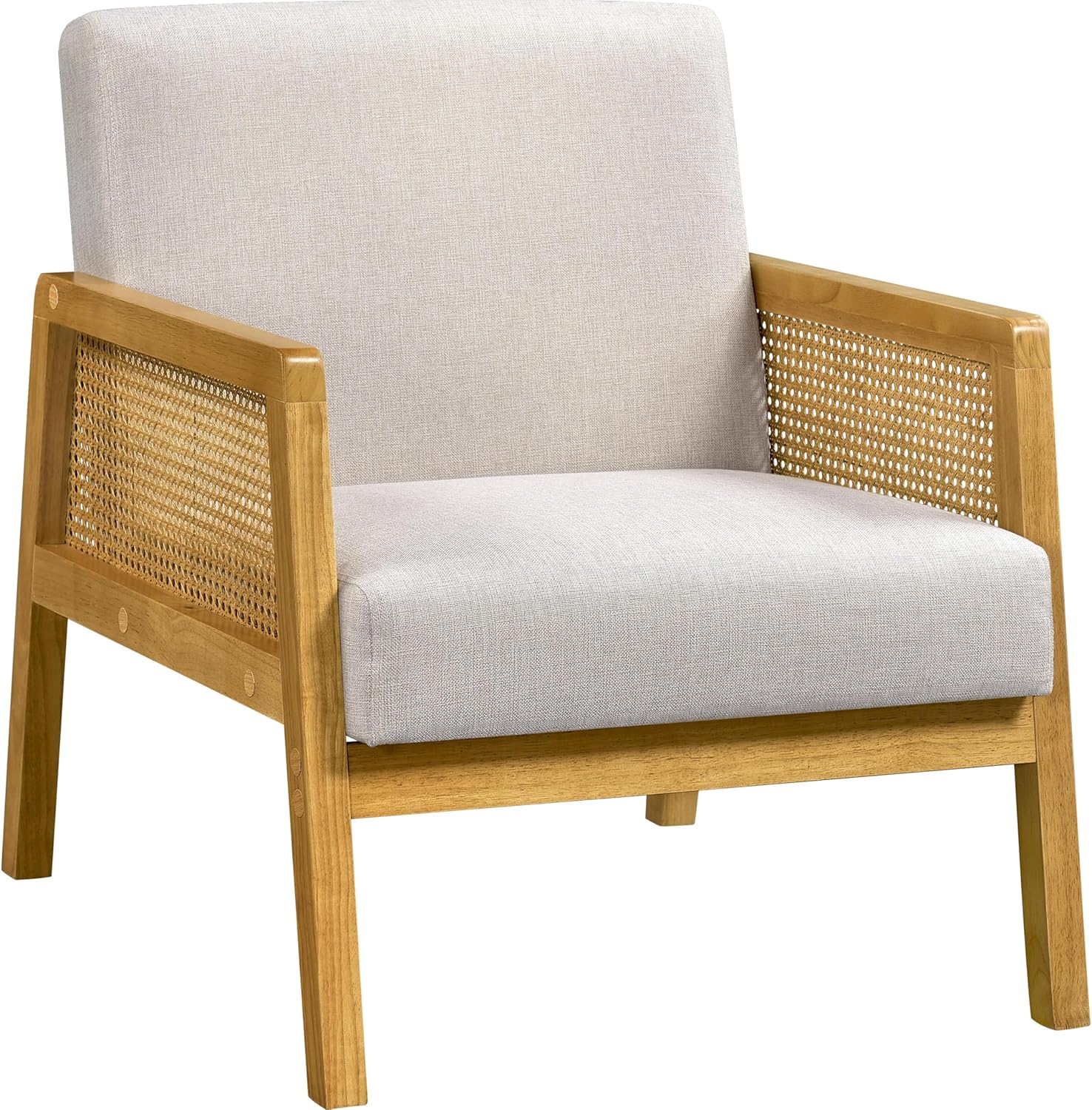 Yaheetech Armlehnensessel Loungesessel mit Polsterung bequemer Polstersessel mit Armlehnen aus Rattan Einzelsofa für Wohnzimmer/Empfangsraum/Leseecke