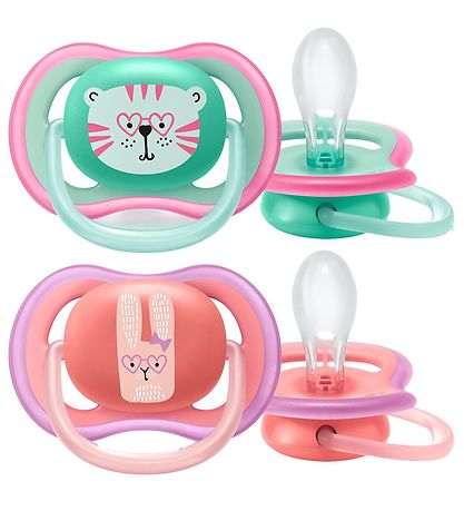 Philips Avent Sutter - 2-pak - Ultra Air - Rosa/ Grøn m. Print