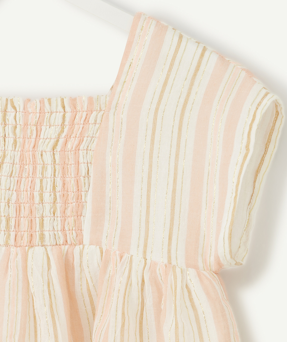 LE CHEMISIER BLANC ET ROSE AVEC LISERÉS COULEUR DORÉE