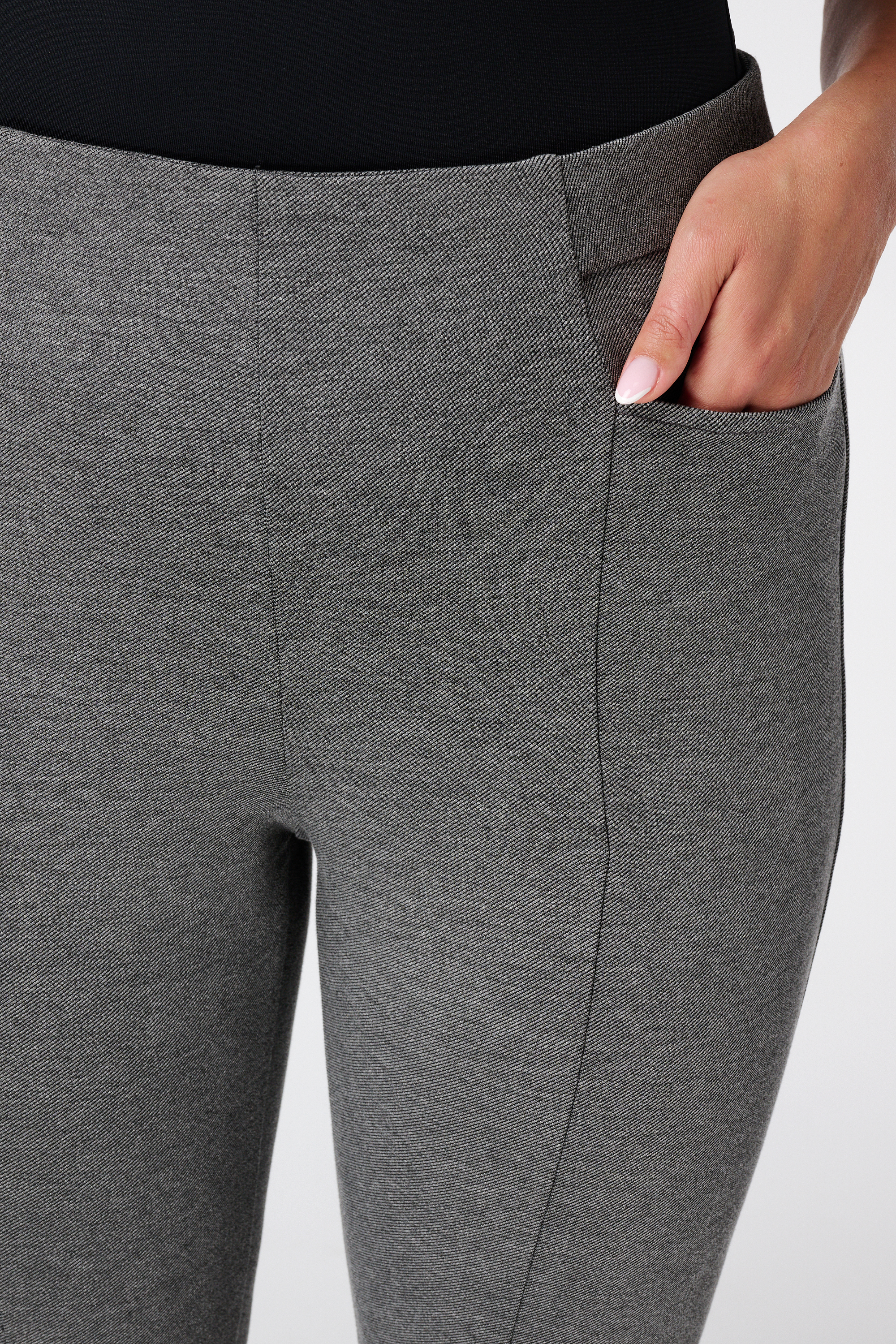 Tregging met siernaden dark grey melange