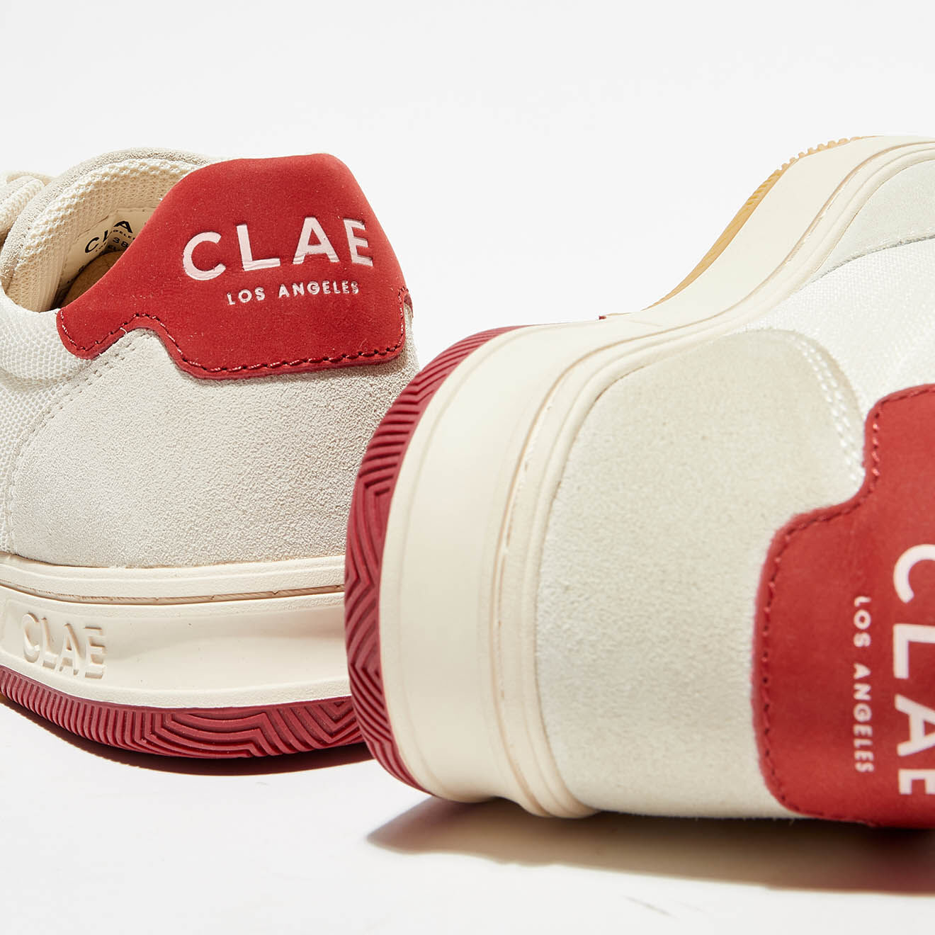 Clae Baskets en Cuir & Textile Malone blanc/rouge