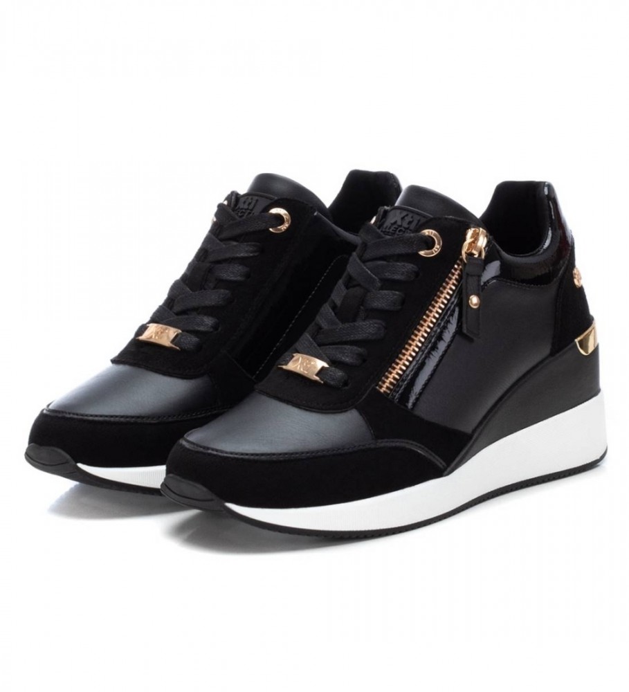 Tênis Xti 141990 Preto - Salto Anabela de 6cm -