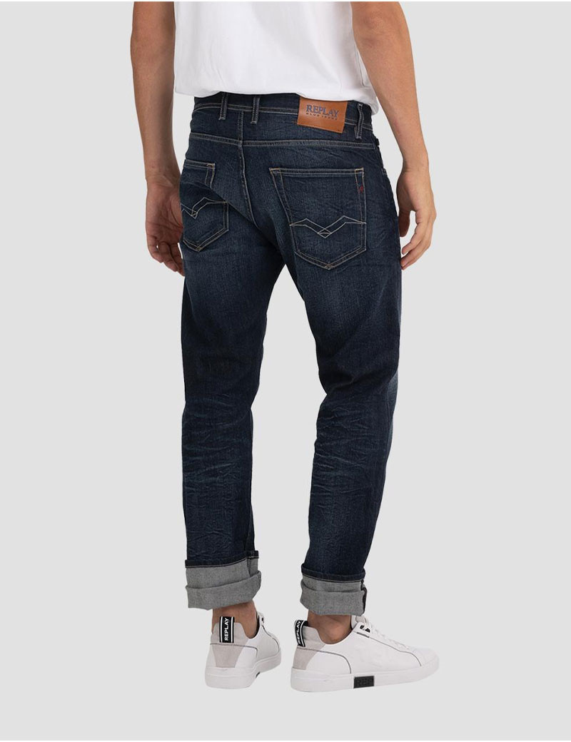 REPLAY JEAN HOMME GROVER COUPE DROITE INDIGO
