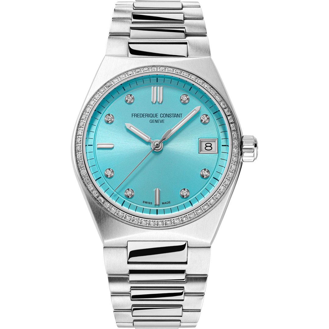 Frederique Constant Highlife Quartz Ladies Diamonds Blau