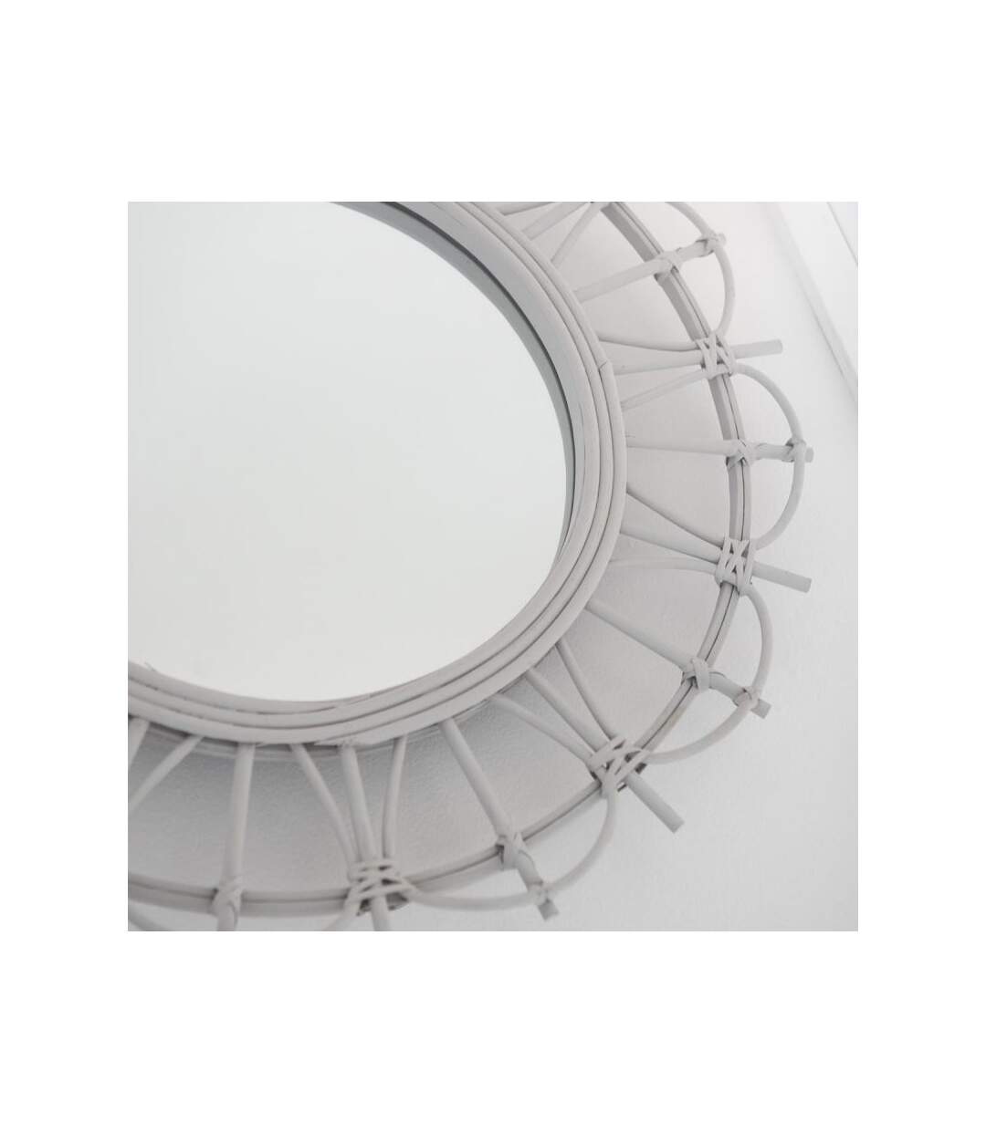 Paris Prix - Miroir Mural Rond En Bambou teo 60cm Gris Clair