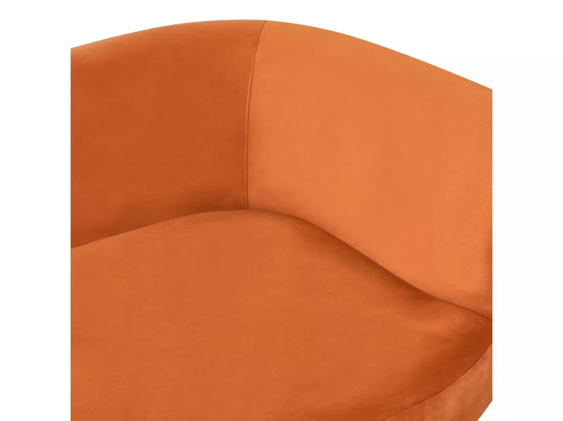 Chaise longue côté droit en velours orange CHAUMONT