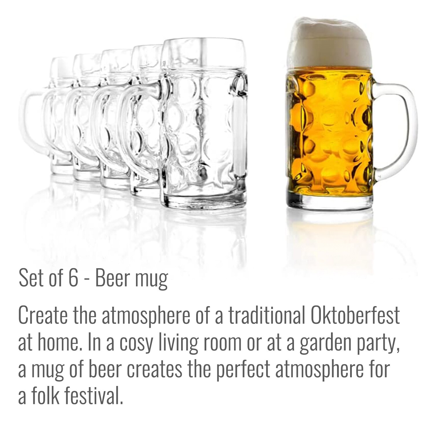 Bierglas, Bierkrug, Maßkrug, Bierseidel 6er Set Biergläser, ISAR - 0,5 Liter