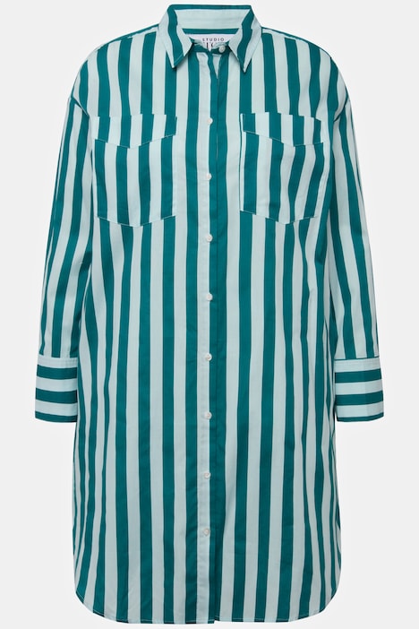 Hemdbluse, oversized, Streifen, Langarm