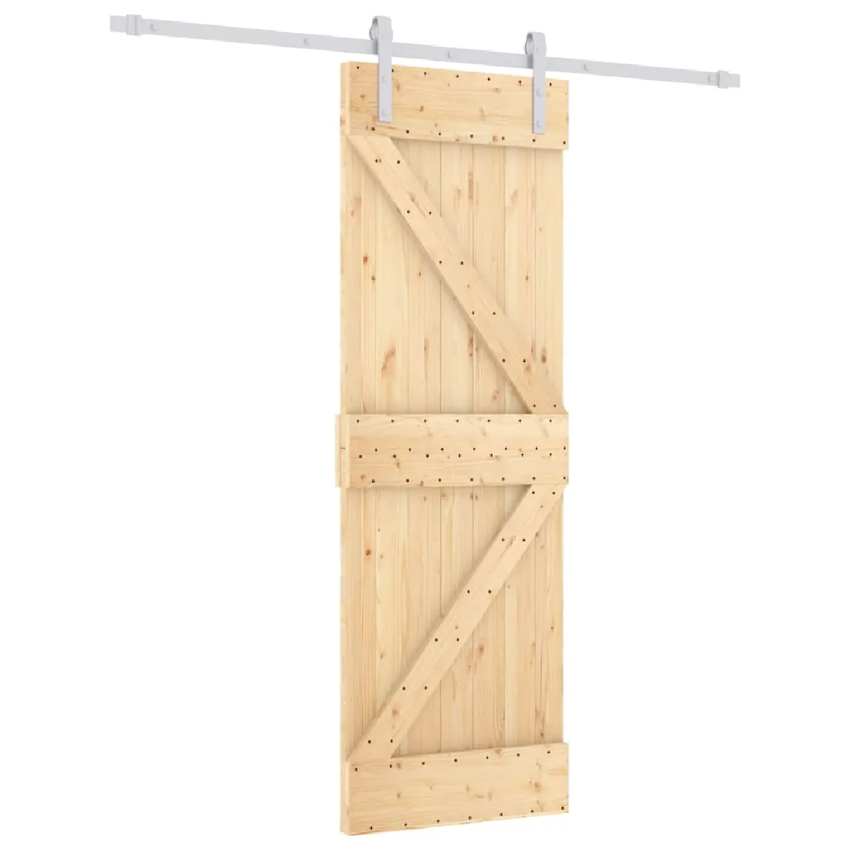vidaXL Porte coulissante avec quincaillerie - Pin massif