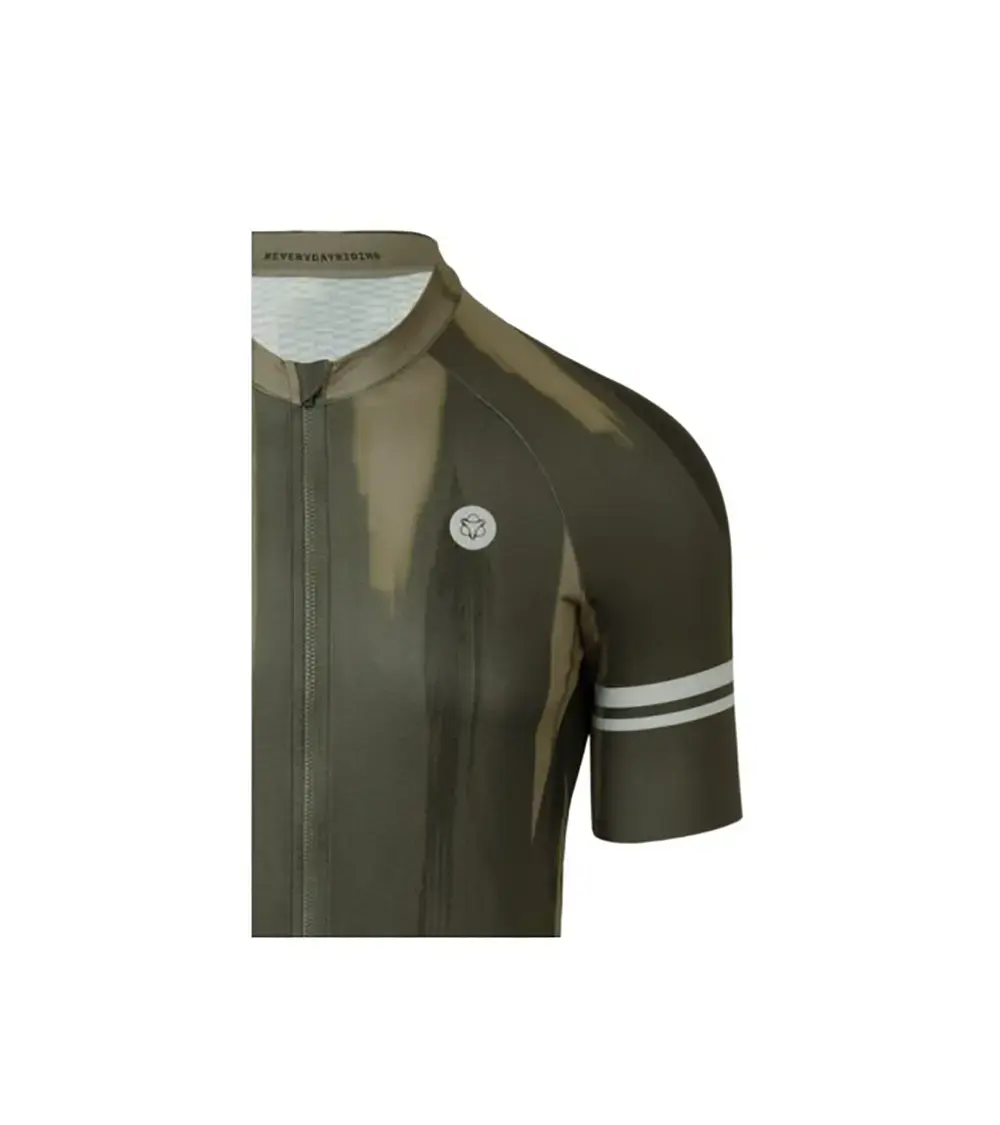 AGU Vertical Paint Performance Fietsshirt Korte Mouwen Groen/Bruin Heren