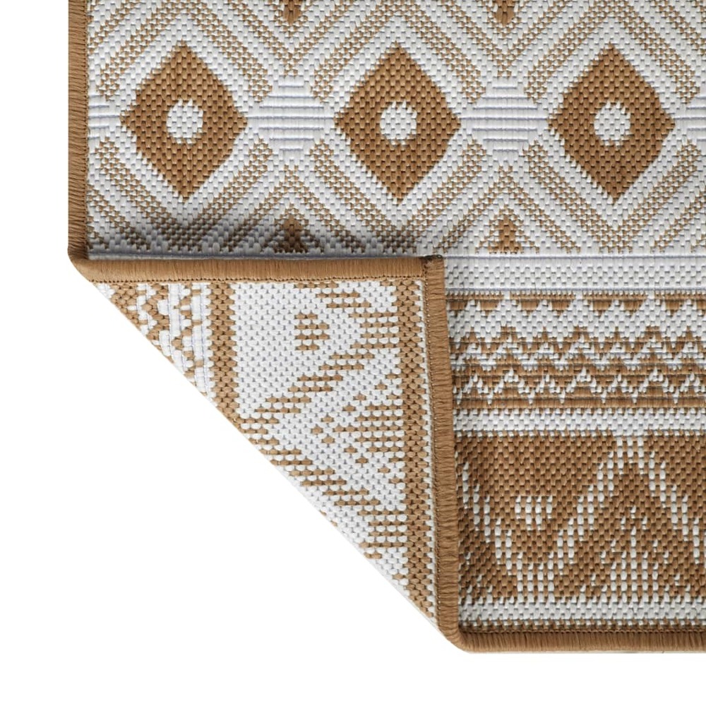 Tapis d'extérieur marron et blanc 100x200 cm design réversible