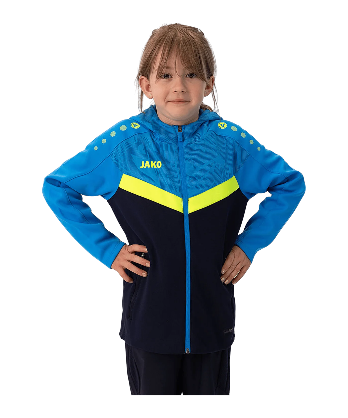 JAKO Iconic Kapuzenjacke Kids Blau Gelb F914