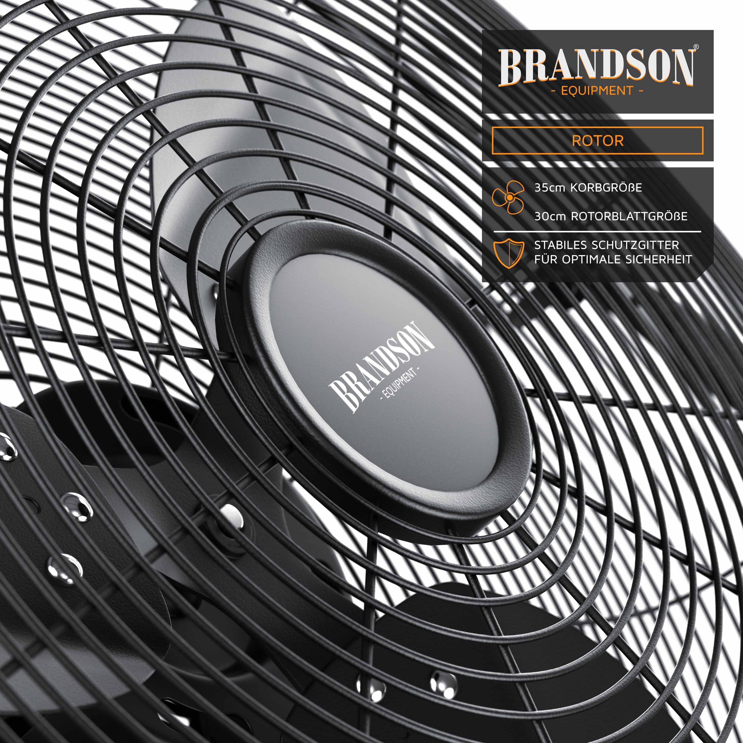 Brandson Windmaschine 48W, Ventilator, Bodenventilator Retro Design, Tischventilator, Standventilator 30cm, hoher Luftdurchsatz, stufenlos neigbar