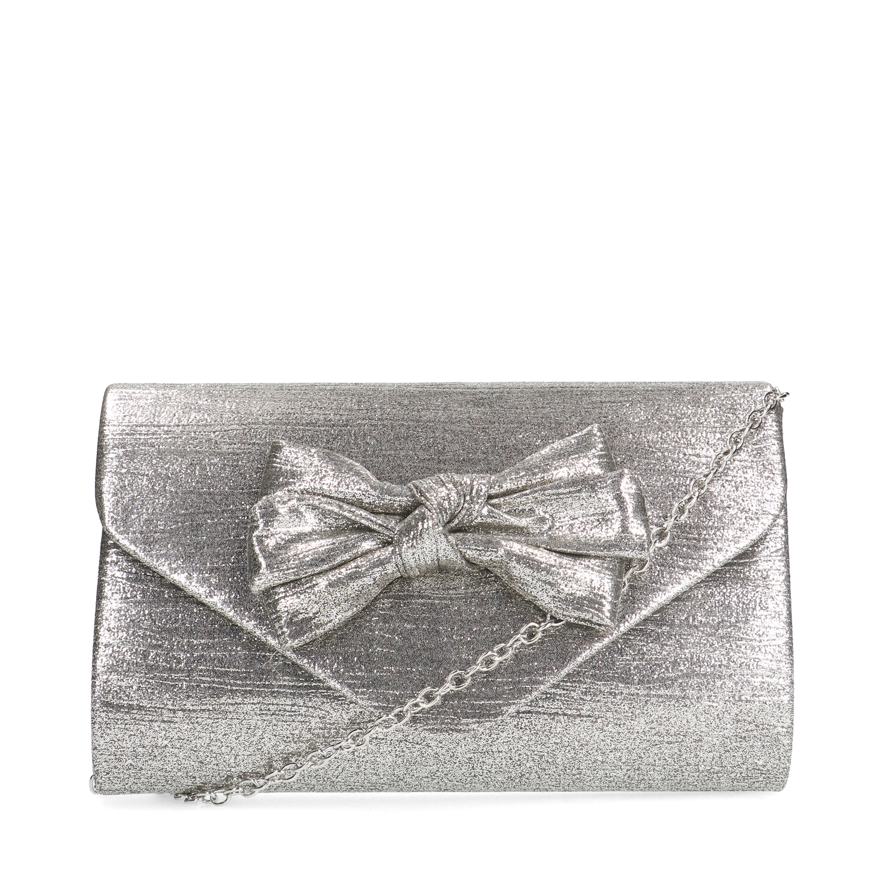 Zilveren clutch met strik