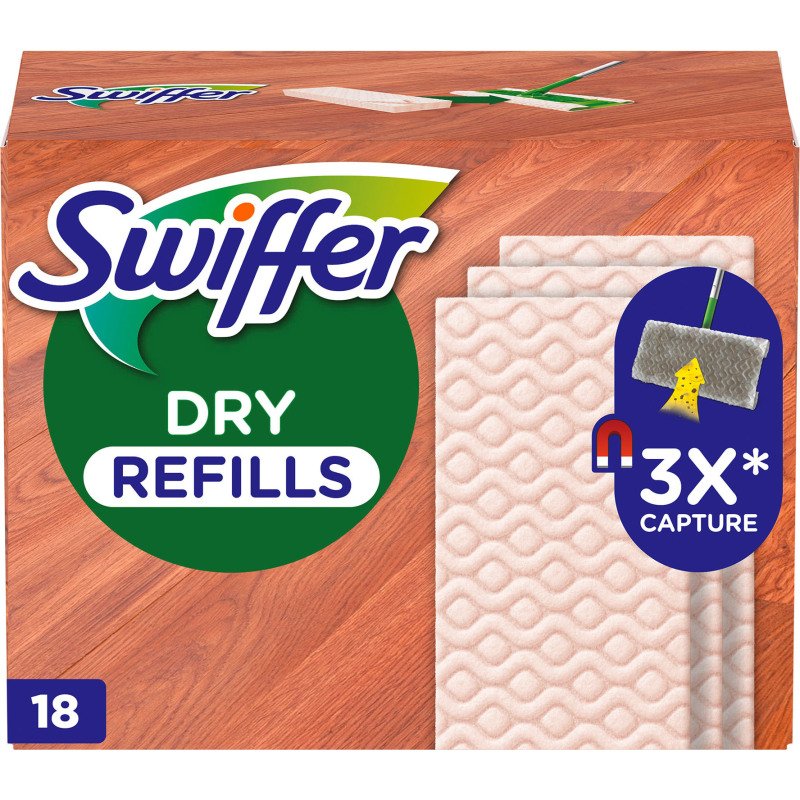 Lingette sèche dépoussiérante bois et parquet Swiffer Dry - Paquet de 18