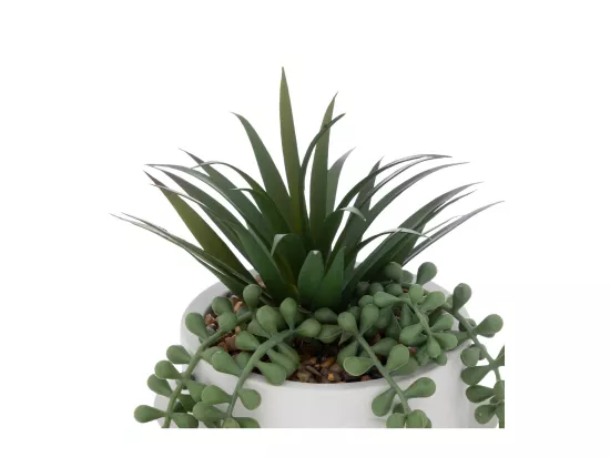 Plantes artificielles Visage pot Blanc H 25 cm