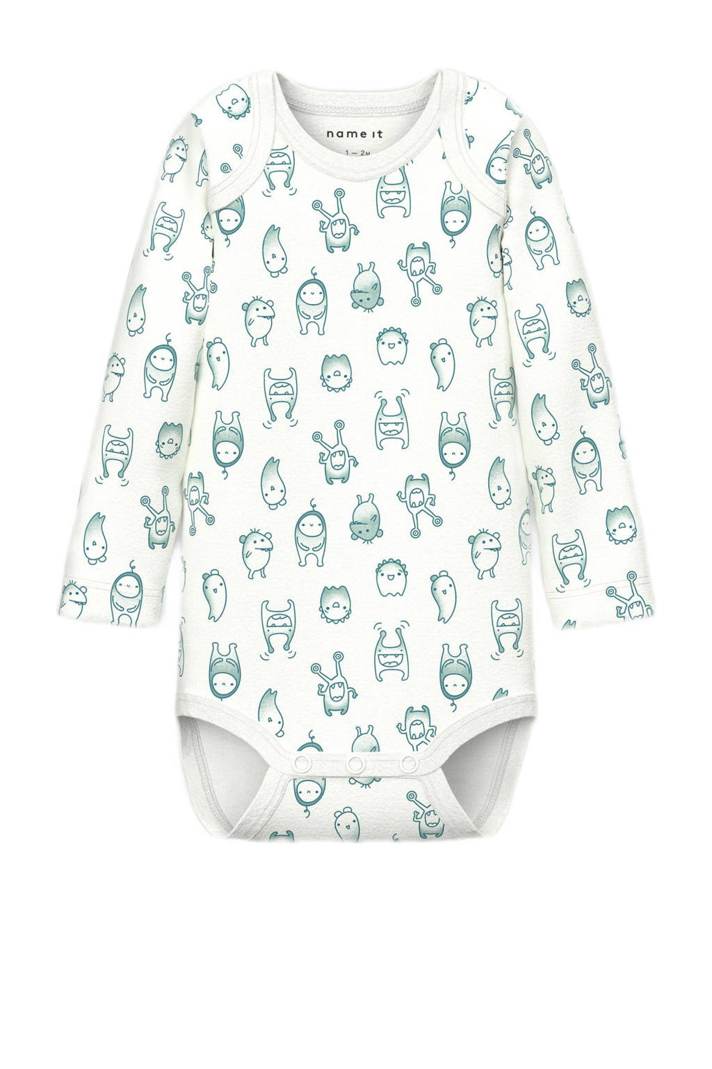 NAME IT romper NBMBODY - set van 3 blauwgroen/wit
