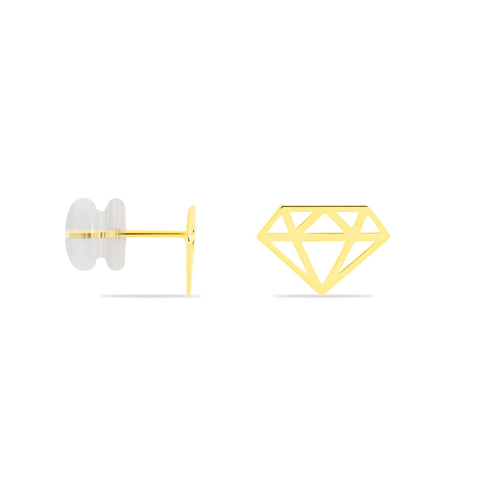 Boucles D'oreilles Puces Origami Or Jaune