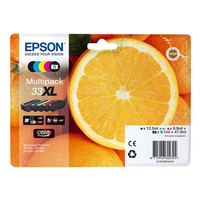 Epson 33XL Oranges - Pack de 5 - noir, noir photo, cyan, magenta, jaune - cartouche d'encre originale