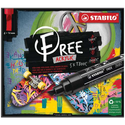 STABILO® FREE Acrylic Acrylmarker 5er-Packs