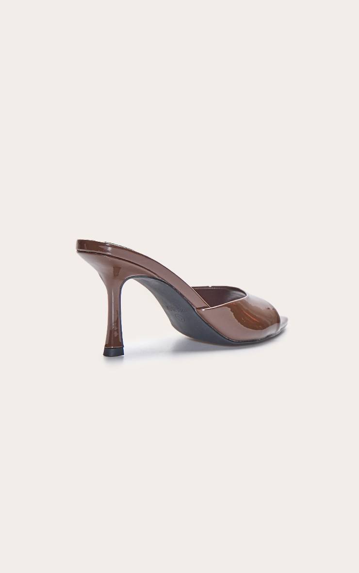 Chocolat Mules À Talon Bout Pointu Vernis