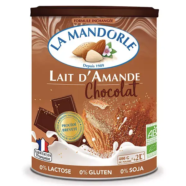La Mandorle Bebida Instantânea em Pó Leite de Amêndoa Chocolate Orgânico 400g
