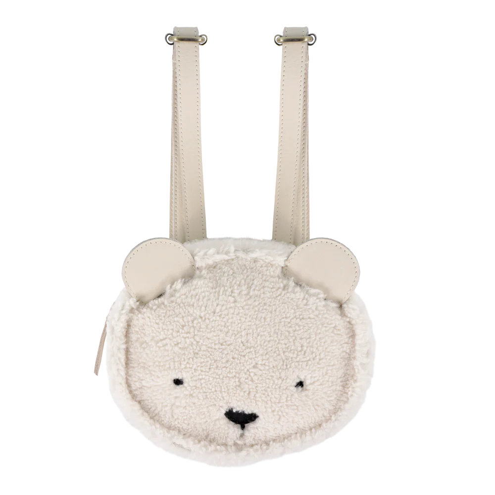 Pugi Backpack | Polar Bear | Off White Curly Faux Fur