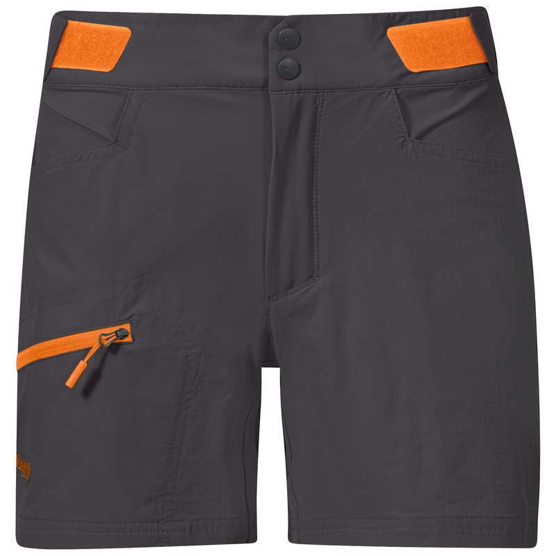 Cecilie Mountain Softshell Shorts Dame Solid Dark Grey/Cloudberry Yellow