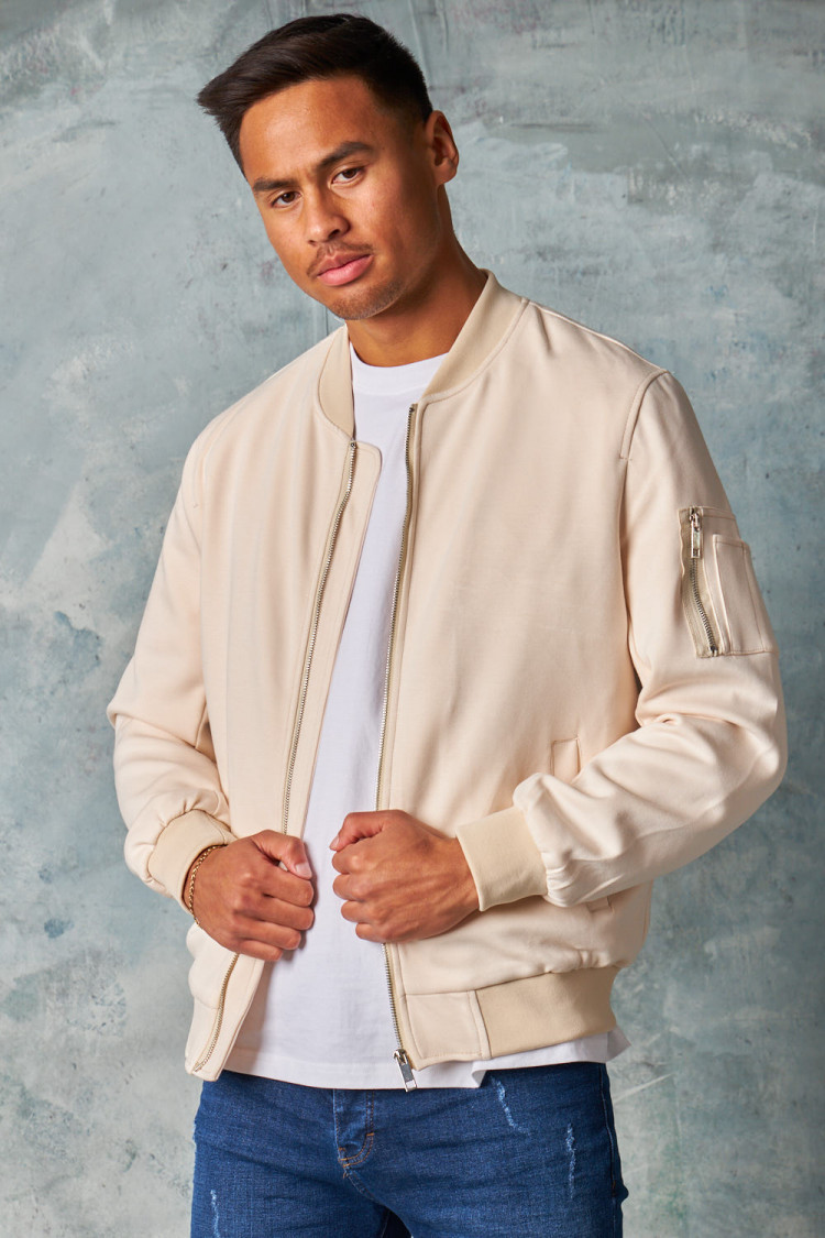 Bomber en suédine beige clair