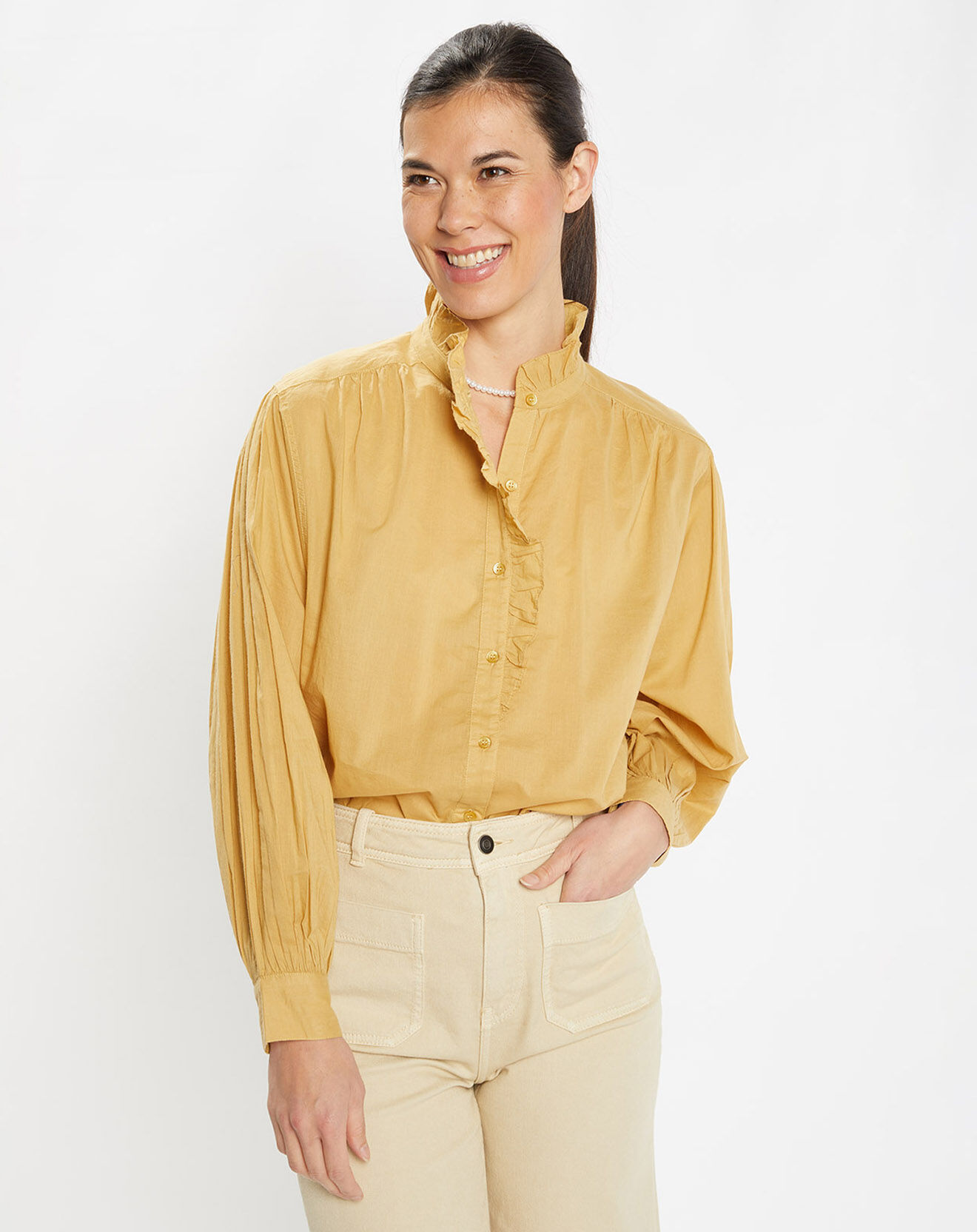 Galeries Lafayette Chemise en Coton Bio Paloma kaki clair