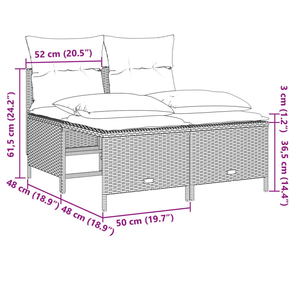 vidaXL - Loungeset - Bruin - Poly rattan