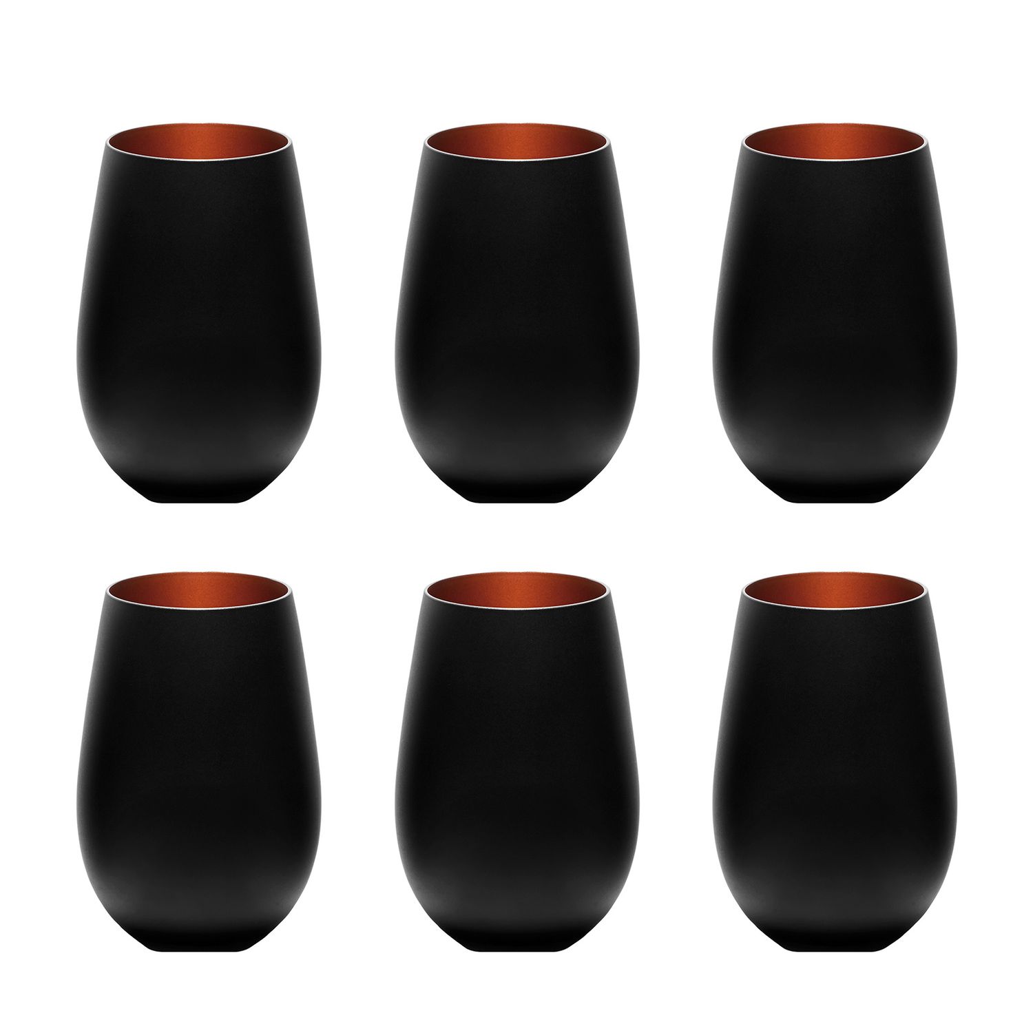 Farbige Trinkgläser ELEMENTS 6er-Set, zweifarbig Schwarz-Bronze, 456 ml