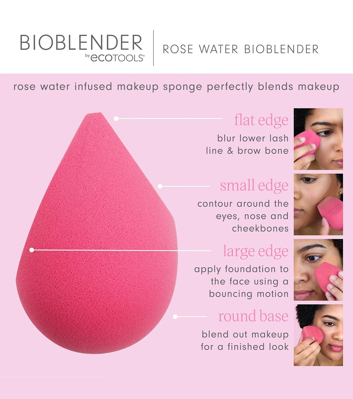 Ecotools - *Bioblender* - Esponja de maquiagem com água de rosas