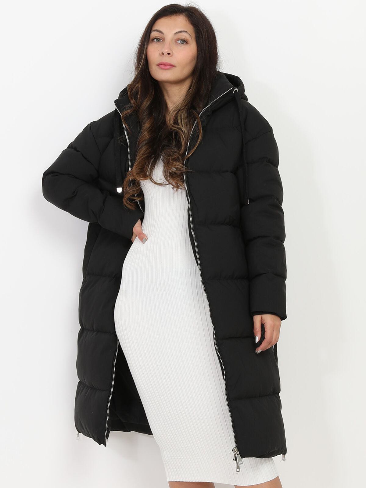 Doudoune oversize à zips- Noir