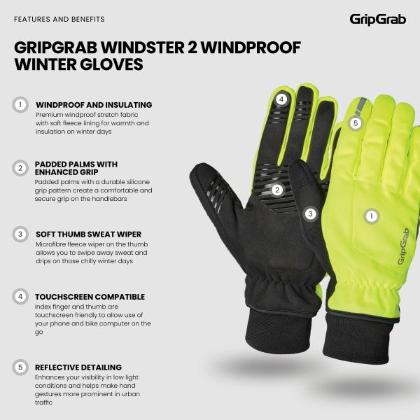 GripGrab Windster 2 Vinter Cykelhandsker, Hi-Vis