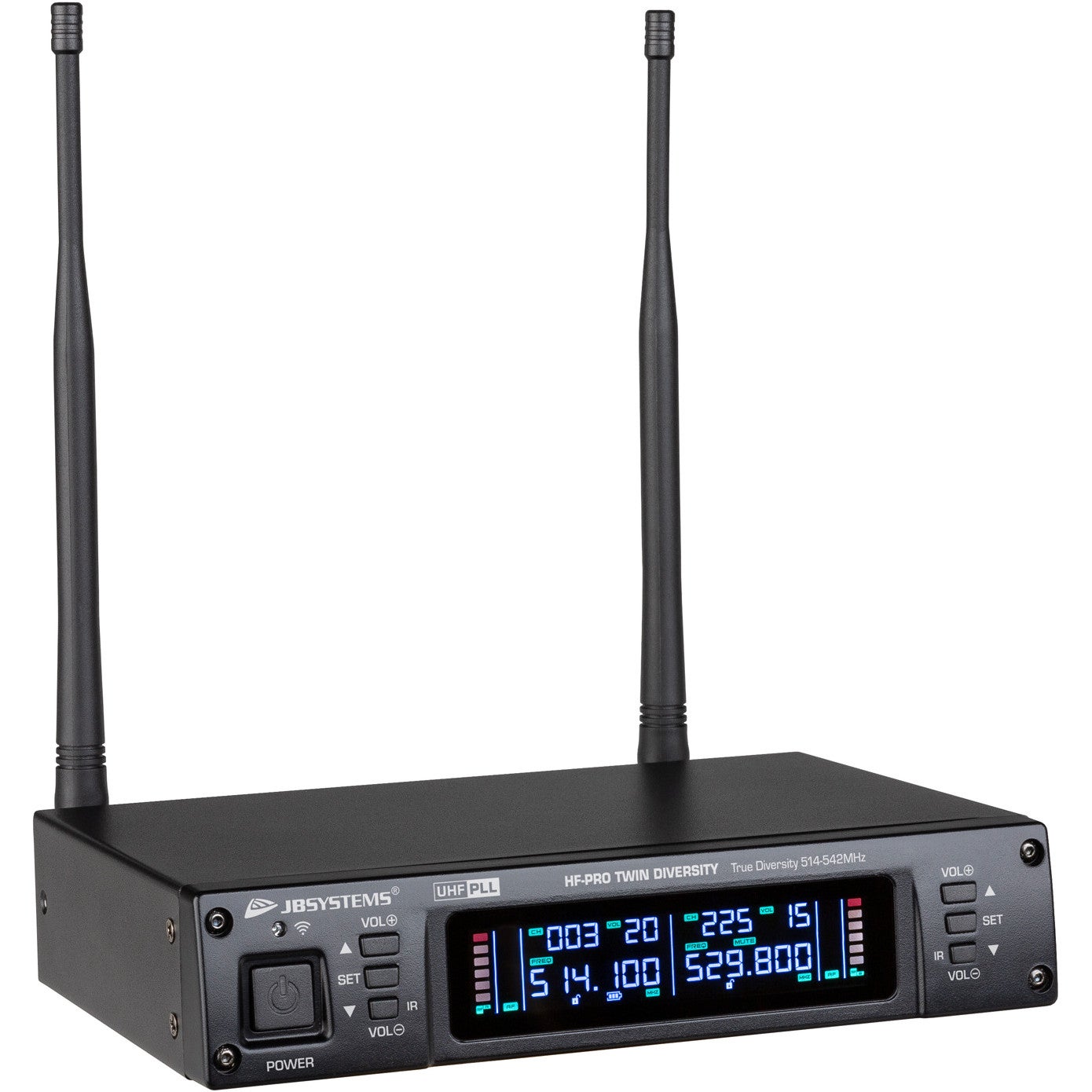 JB systems HF-PRO TWIN 2-kanaals draadloze microfoonontvanger (514 - 542 MHz)