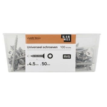KARWEI unischroef platkop rvs 4,5x50 mm (100 stuks)