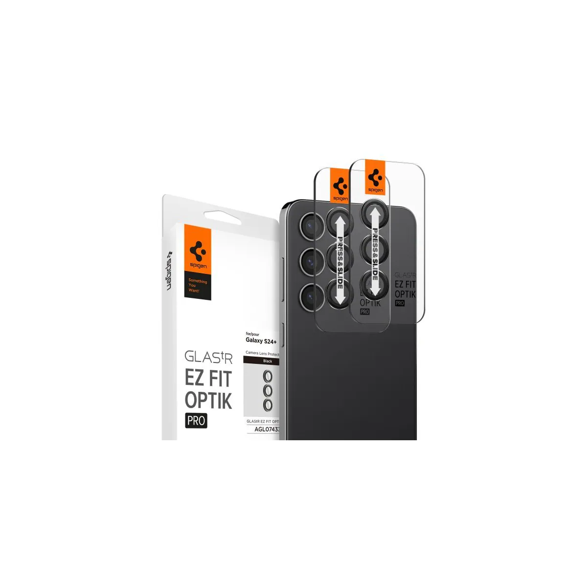 Spigen Samsung Galaxy S24 Plus Linsebeskyttelse GLAS.tR EZ Fit Optik Pro 2-pakning Svart