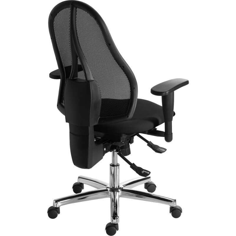 Chaise de bureau HOLLY SITNESS noir dossier maille - avec accoudoirs - Mécanisme Synchrone - Pieds chrome