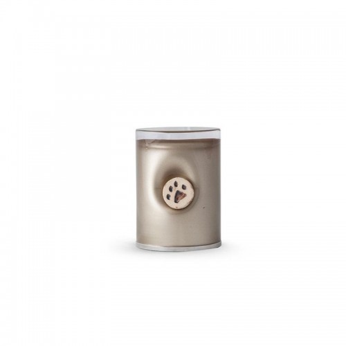 Urna cilíndrica de vidro com base de cerâmica, marrom cappuccino