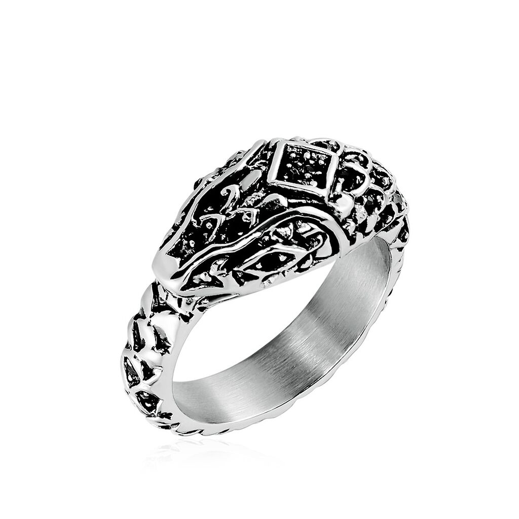 Bague Venin Acier Bicolore Oxyde De Zirconium