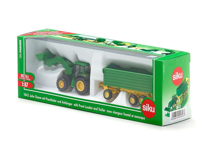 Siku Traktor John Deere mit Frontlader und Anhänger 1:87 John Deere 6920S Traktor mit Frontlader und 3-Achs Anhänger