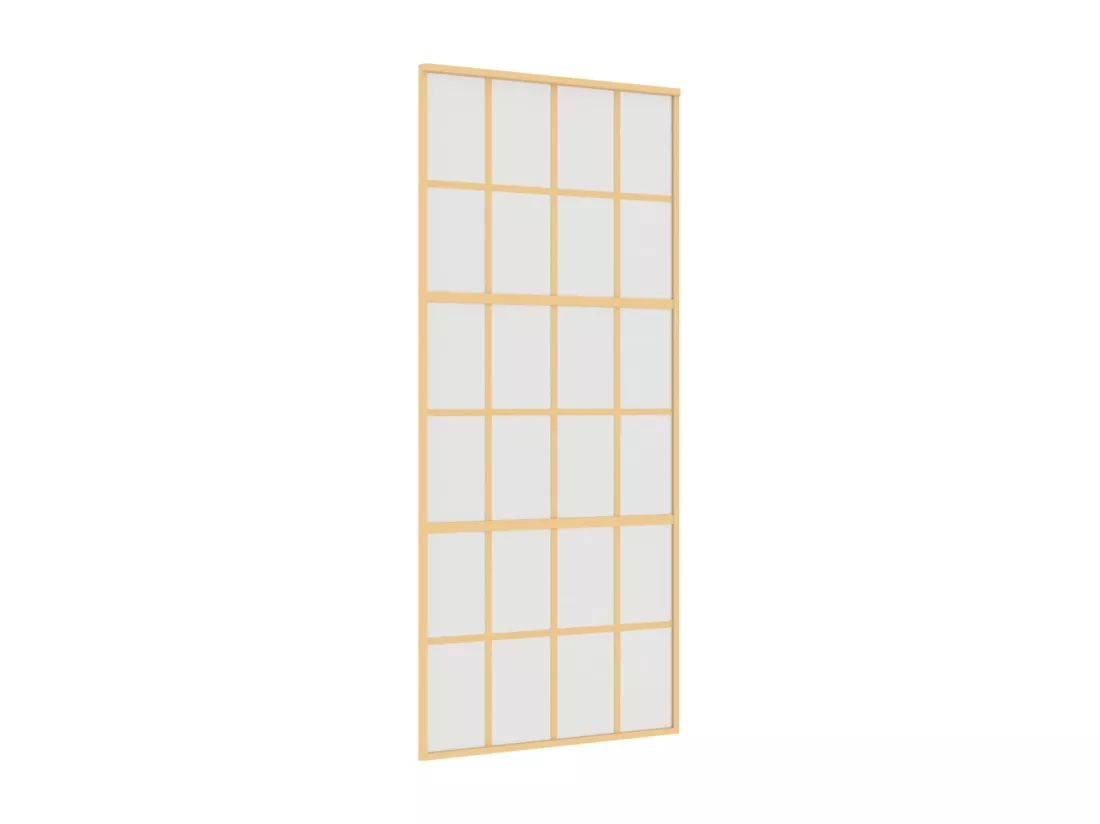 Porte coulissante doré 90x205 cm verre ESG dépoli et aluminium