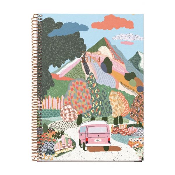 Miquelrius Agenda Escolar 18 Meses 2023-2024 Semanal Van Multilingue 155x213 mm Preto