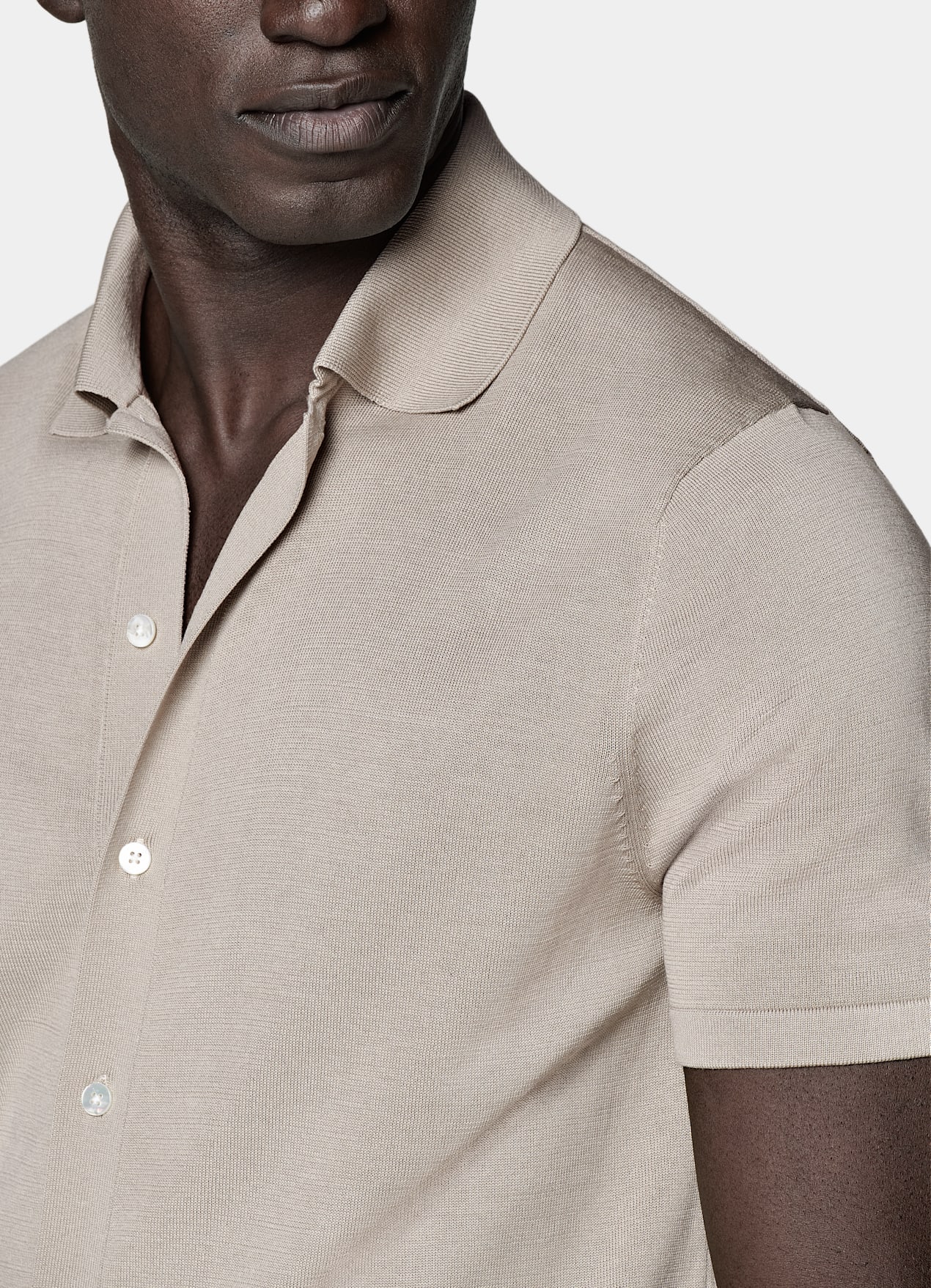 Cardigan type polo taupe clair