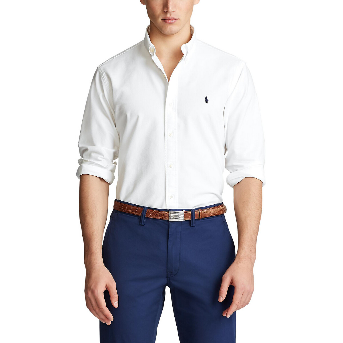 POLO RALPH LAUREN<br>Camisa Oxford elegante, tingida em peça